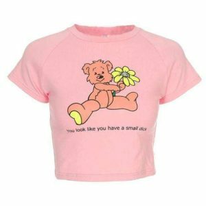 Y2K Fashion Teddy Bear Crop Top - Cute 2000s Style Aesthetic Top