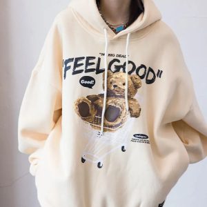 Y2K Fashion Teddy Bear Hoodie - Trendy 2000s Style for Ultimate Comfort