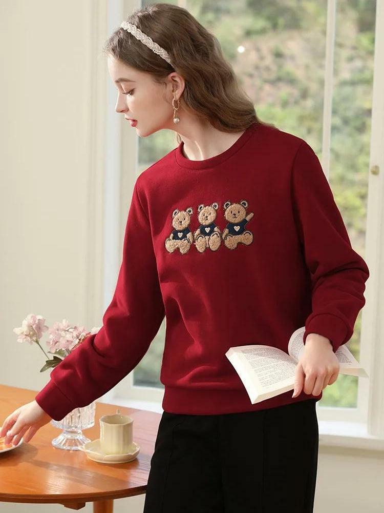 Y2K Fashion Teddy Bears Embroidered Sweatshirt - 2000s Style Top