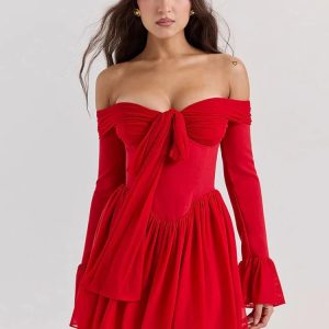 Y2K Fashion Tie Front Strapless Corset Mini Dress - 2000s Style Must-Have