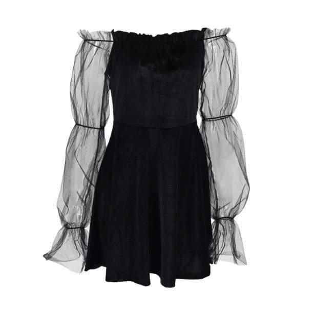 Y2K Fashion Transparent Sleeve Grunge Dress - 2000s Style Aesthetic