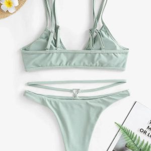 Y2K Fashion Triangle Cut Out Bikini Set - 2000s Style Swimwear