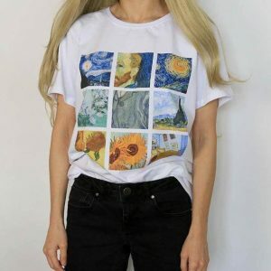 Y2K Fashion Van Gogh T-Shirt: 2000s Style Aesthetic Tee for Trendsetters