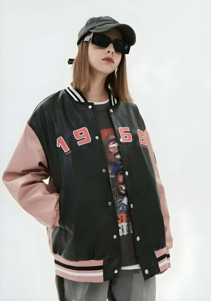 Y2K Fashion Vintage Grunge 1968 Varsity Jacket - Retro 2000s Style