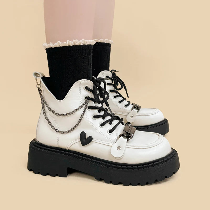 Y2K Fashion White Platform Boots - Trendy 2000s Style Footwear