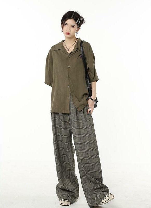 Y2K Fashion Wide Leg Plaid Pants - 2000s Style Aesthetic Outfit