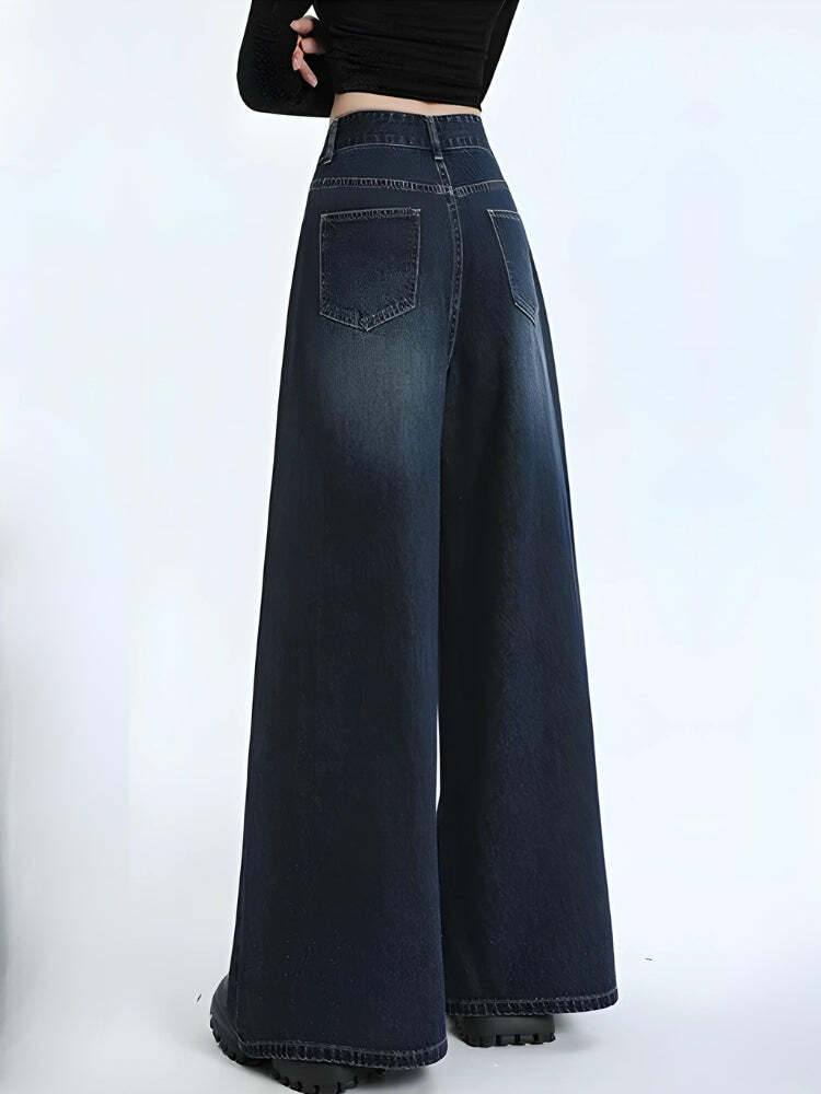 Y2K Fashion Wide Leg Regular Waist Jeans - 2000s Style Denim