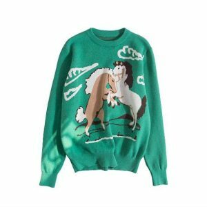 Y2K Fashion Wild Horses Sweater: Trendy 2000s Style for Unique Outfits