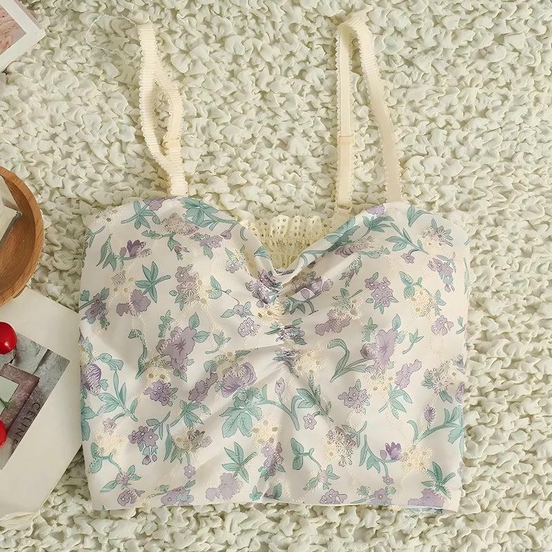 Y2K Floral Crop Top - Vintage 2000s Style Aesthetic Clothing