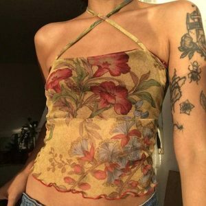 Y2K Floral Crop Top: Trendy 2000s Style for Effortless Aesthetic Looks