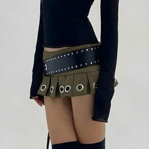 Y2K Grunge Belted Extra Mini Skirt - 2000s Fashion Trendsetter