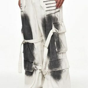 Y2K Grunge Cargo Pants with Dirty Effect - Retro 2000s Style Outfit