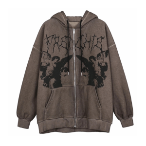 Y2K Grunge Guardian Hoodie - Retro 2000s Fashion Statement Piece