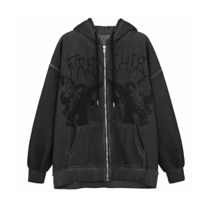 Y2K Grunge Guardian Hoodie - Retro 2000s Fashion Statement Piece