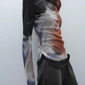 Y2K Grunge Tie Dye Top: Trendy 2000s Fashion Aesthetic for Unique Outfits