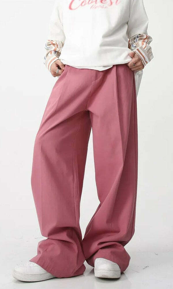 Y2K High Waist Baggy Pants - Trendy 2000s Style for Effortless Aesthetic