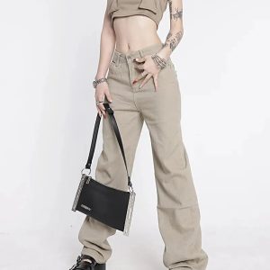 Y2K High Waist Jeans with Star Pockets - Trendy 2000s Style