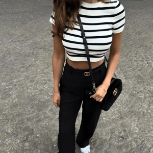 Y2K Nautical Crop Top: Trendy 2000s Style for Effortless Aesthetic