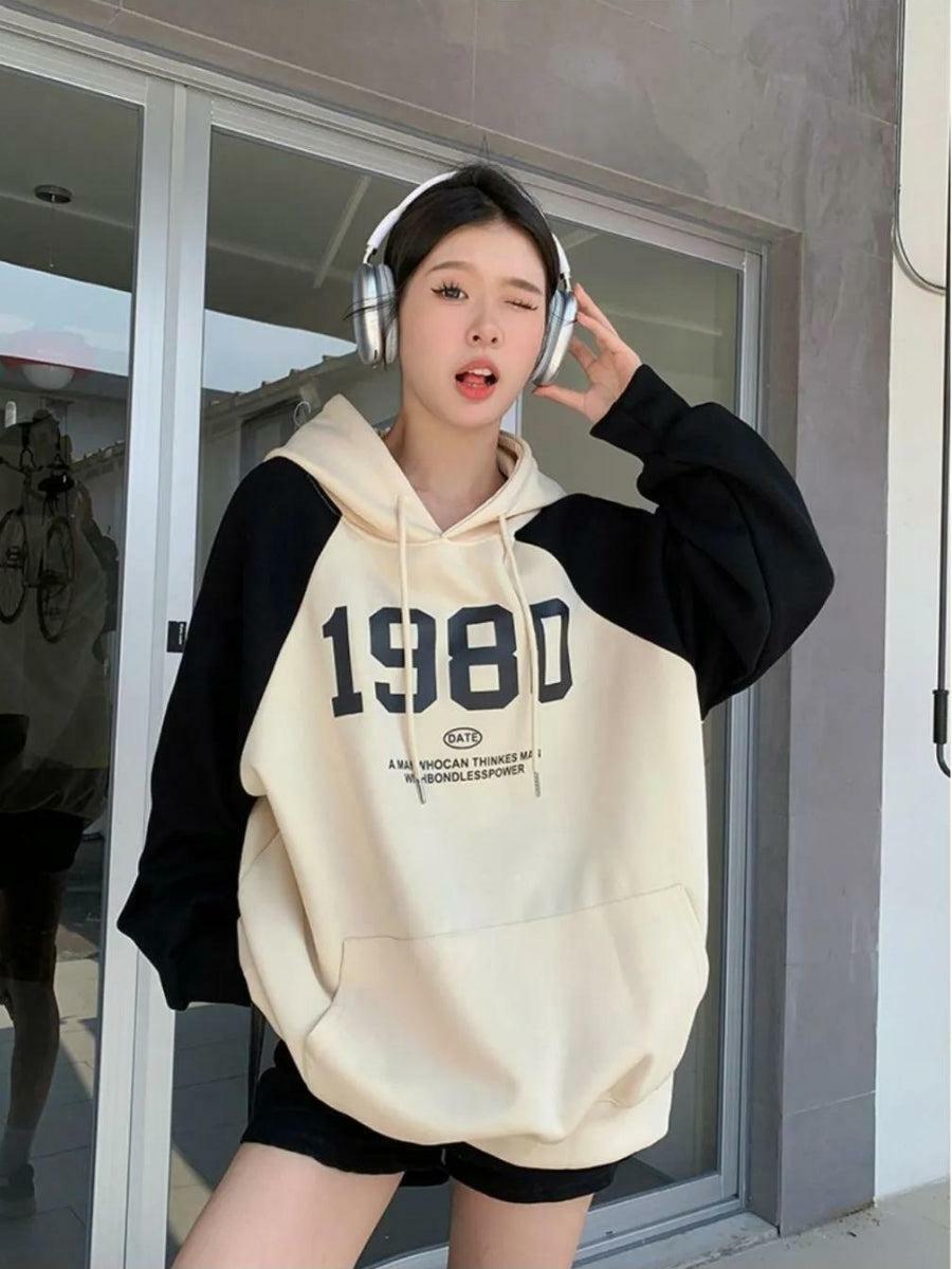 Y2K Oversized Patchwork Hoodie - Trendy 2000s Fashion Statement Piece