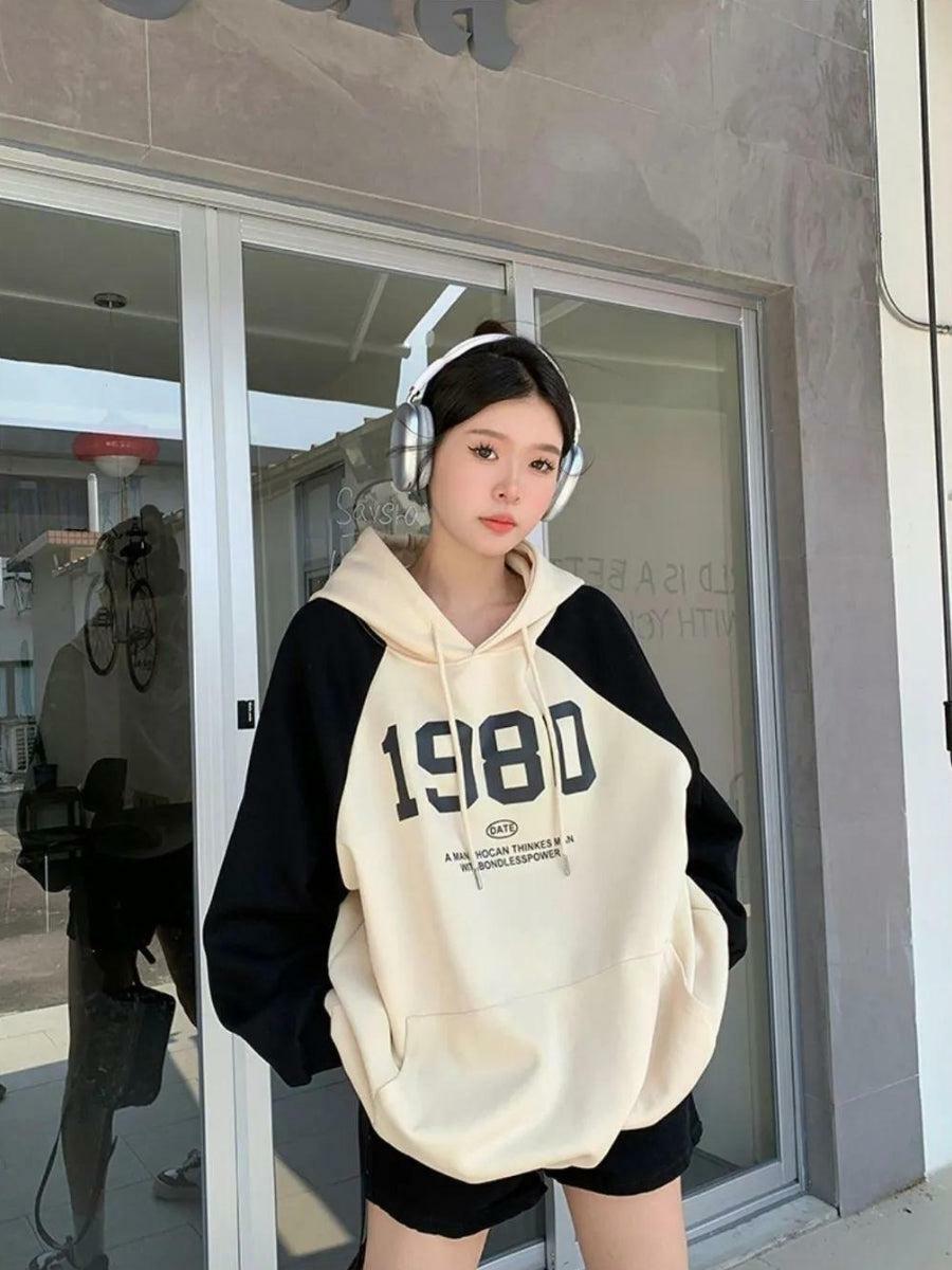 Y2K Oversized Patchwork Hoodie - Trendy 2000s Fashion Statement Piece