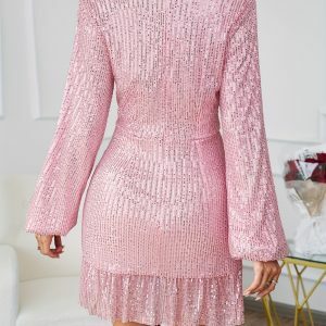 Y2K Pink Sequin Dress - Trendy 2000s Style for Iconic Outfits