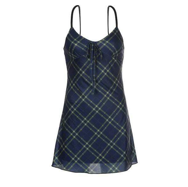 Y2K Plaid Mini Dress - Trendy 2000s Style for a Chic Aesthetic Look