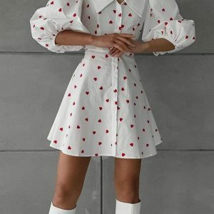 Y2K Puff Sleeve Mini Dress - Trendy 2000s Fashion for Stylish Outfits