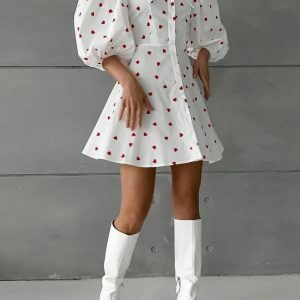 Y2K Puff Sleeve Mini Dress - Trendy 2000s Fashion for Stylish Outfits