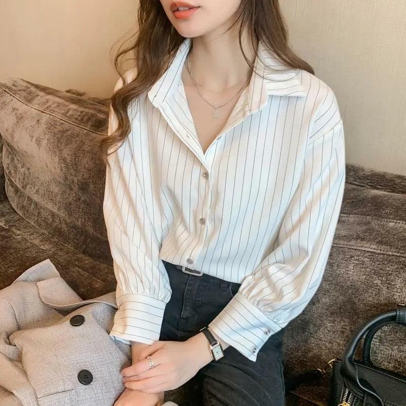 Y2K Striped Classic Long Sleeve Shirt - Retro 2000s Fashion Essential