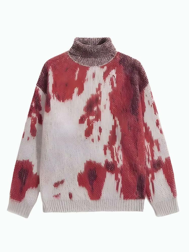 Y2K Tie Dye Turtle Neck Knitted Sweater - Retro 2000s Fashion Style