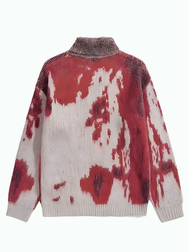 Y2K Tie Dye Turtle Neck Knitted Sweater - Retro 2000s Fashion Style