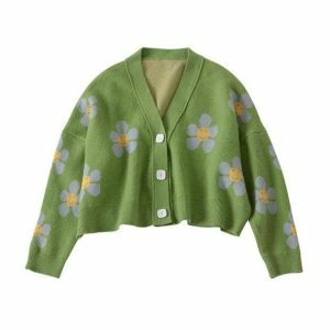 Y2K Vintage Floral Sweater - Retro 2000s Fashion Aesthetic Top