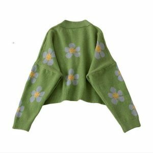 Y2K Vintage Floral Sweater - Retro 2000s Fashion Aesthetic Top