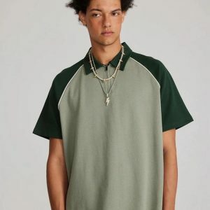 Y2K Vintage Half Zip-Up Polo Tee - Retro 2000s Fashion Essential