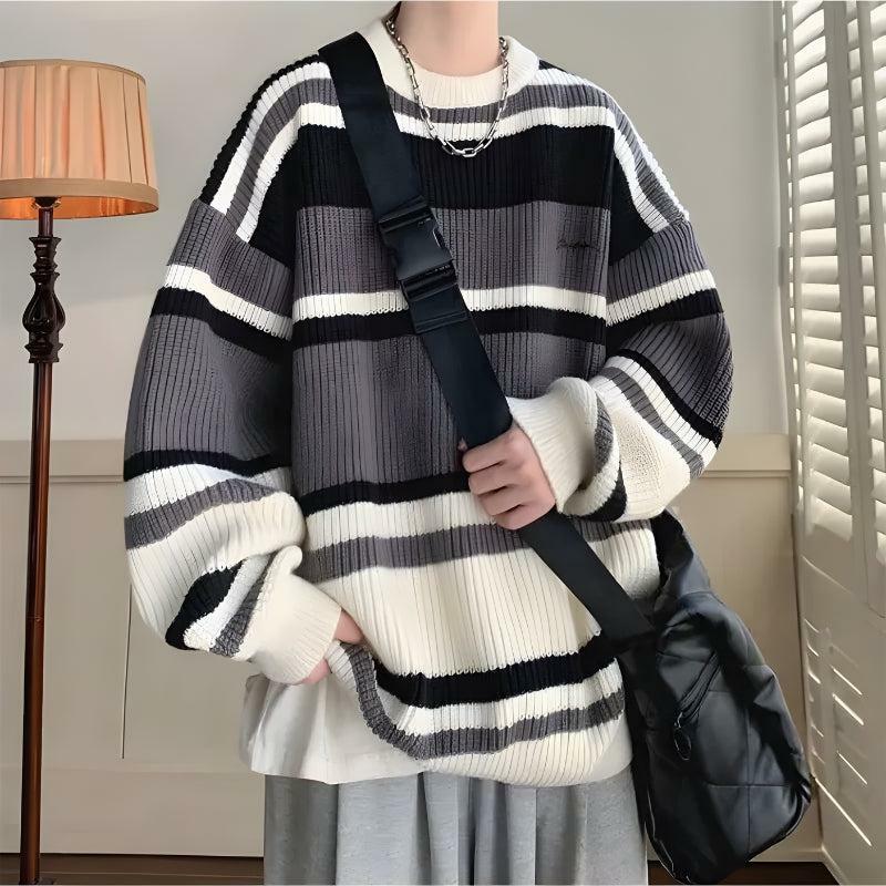 Y2K Vintage Striped Knitted Sweater - Retro 2000s Fashion Essential