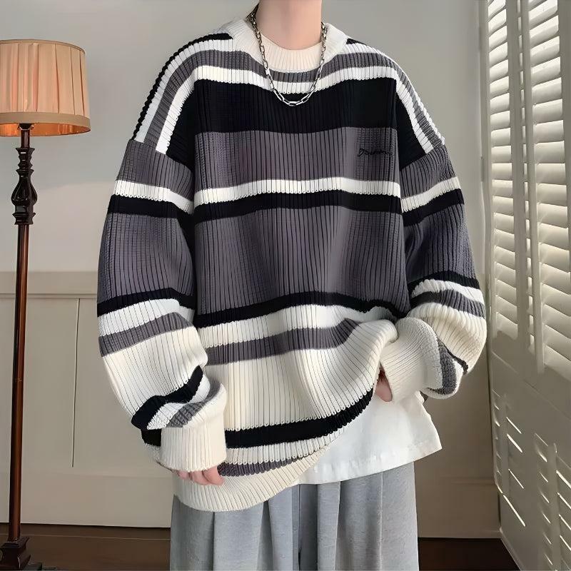 Y2K Vintage Striped Knitted Sweater - Retro 2000s Fashion Essential