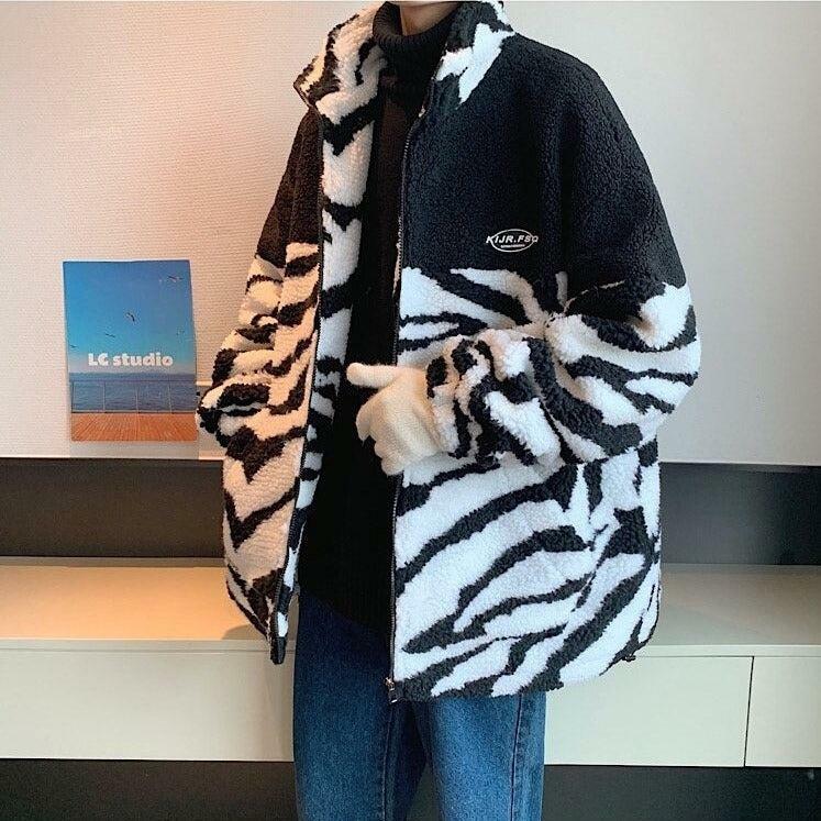 Zebra Print Zip-Up Jacket - Y2K Fashion Statement for Bold Style